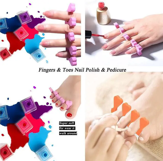 Alt view image 5 of 7 - 48pcs Sponge Toe Separators Pedicure Set for Nail Polish- Premium Nail Art Painting and Polishing Tool Kit, 4 Funy Color
