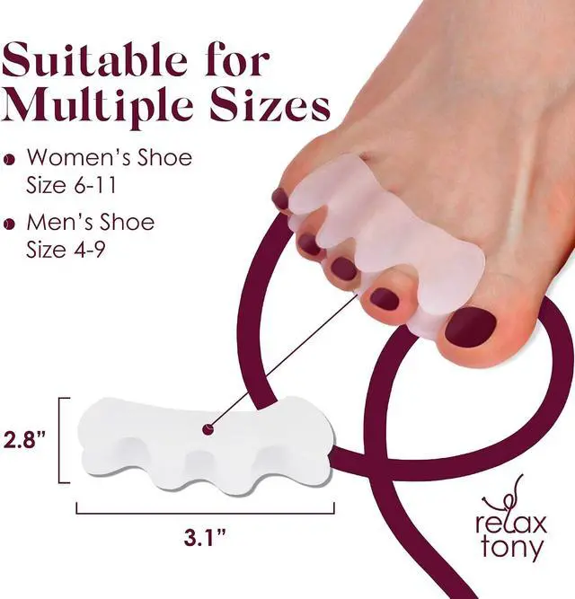 Alt view image 2 of 7 - Gel Toe Separators, Spreaders & Straighteners | Hammer Toe Separator to Relieve Foot Pain & Correct Toes | Toe Spacers for Feet with Overlapping Toes | Bunion Corrector for Women & Men