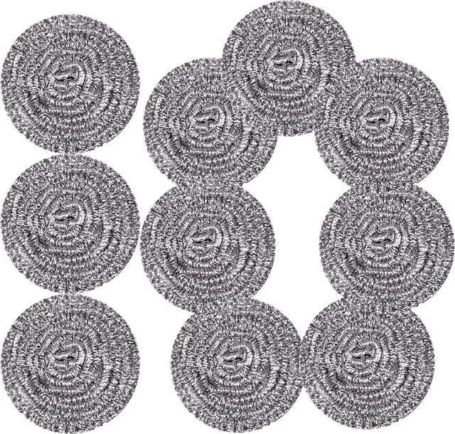 Main image of Stainless Steel Scrubber Scrubbing Scouring Pad Sponges Clean Pot Pan and Steel Wool for Kitchen Bathroom (10Pcs Metal Scrubber)