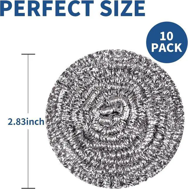 Alt view image 2 of 7 - Stainless Steel Scrubber Scrubbing Scouring Pad Sponges Clean Pot Pan and Steel Wool for Kitchen Bathroom (10Pcs Metal Scrubber)