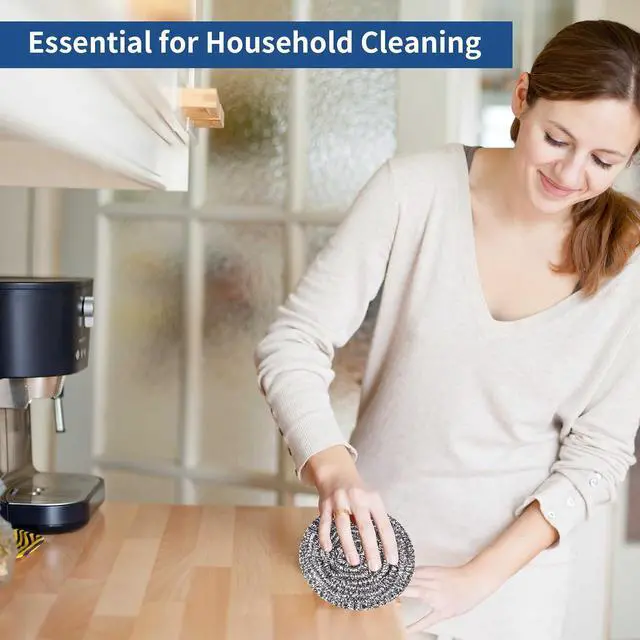 Alt view image 4 of 7 - Stainless Steel Scrubber Scrubbing Scouring Pad Sponges Clean Pot Pan and Steel Wool for Kitchen Bathroom (10Pcs Metal Scrubber)