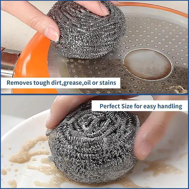 Alt view image 5 of 7 - Stainless Steel Scrubber Scrubbing Scouring Pad Sponges Clean Pot Pan and Steel Wool for Kitchen Bathroom (10Pcs Metal Scrubber)