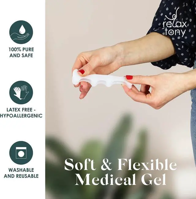 Alt view image 6 of 7 - Gel Toe Separators, Spreaders & Straighteners | Hammer Toe Separator to Relieve Foot Pain & Correct Toes | Toe Spacers for Feet with Overlapping Toes | Bunion Corrector for Women & Men