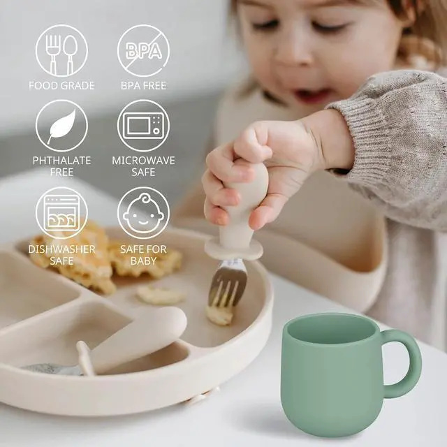Alt view image 4 of 7 - Pack of 2 Silicone Drinking Mug Cup for Toddler Kids and Children (Color 3)