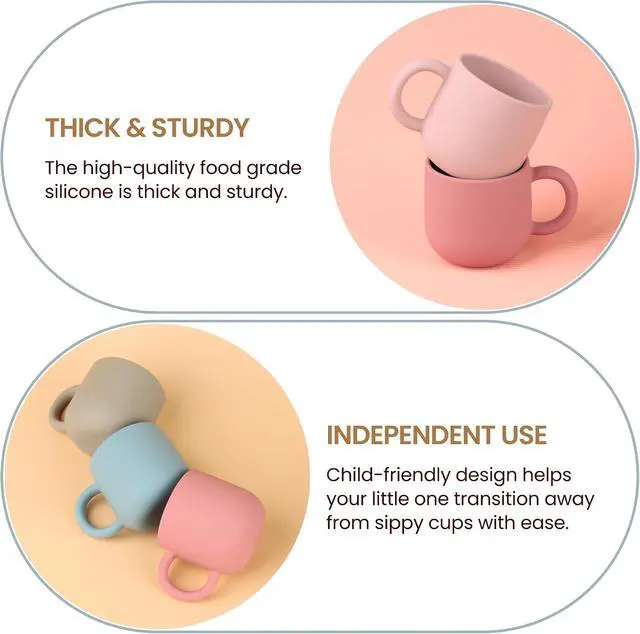 Alt view image 5 of 7 - Pack of 2 Silicone Drinking Mug Cup for Toddler Kids and Children (Color 3)