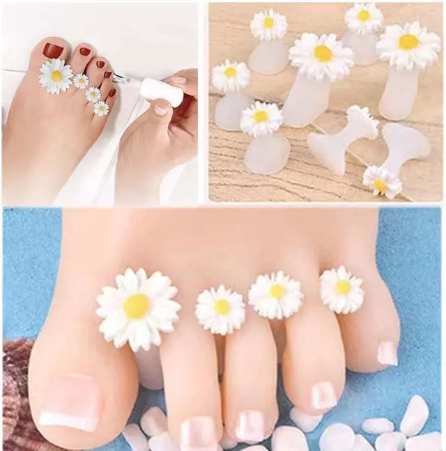 Alt view image 4 of 6 - BlingKingdom 16pcs Daisy Toe Separators Silicone for Pedicure Nail Polish Gel Foot Toe Spacers Pedicures Nail Art Tools
