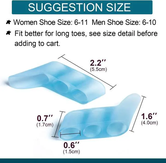 Alt view image 2 of 7 - Povihome 10 Pack Pinky Toe Separator and Protectors for Overlapping Toe, Curled Pinky Toes - Spacers for Morton's Neuroma Pain Relief