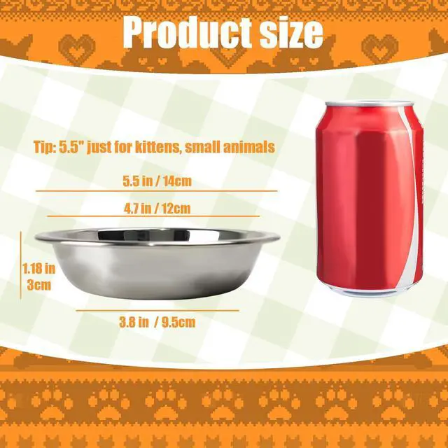 Alt view image 2 of 7 - 4 Pcs Stainless Steel Cat Bowls, 5.5 Inch Whisker Friendly Shallow Cat Food Bowls, Small Metal Pet Dish for Kittens and Indoor Cats, Basic Replacement Plates for Elevated Feeder Stands,Dishwasher Safe