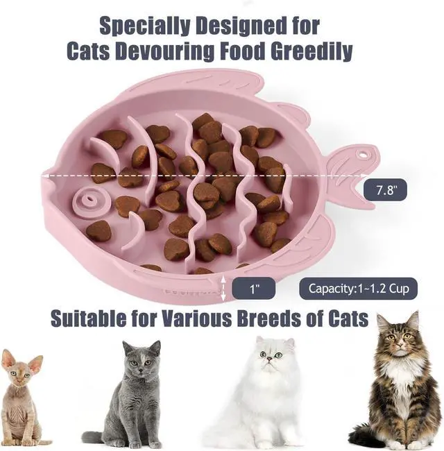 Alt view image 6 of 7 - Coomazy Slow Feeder Cat Bowl Silicone Pet Puzzle Feeder for Slow Eating | Cat Slow Feeder Bowl for Dry and Wet Food,Interactive Puzzle Toy Help Prevent Overeating