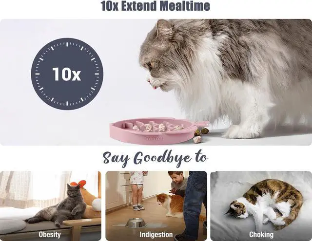 Alt view image 7 of 7 - Coomazy Slow Feeder Cat Bowl Silicone Pet Puzzle Feeder for Slow Eating | Cat Slow Feeder Bowl for Dry and Wet Food,Interactive Puzzle Toy Help Prevent Overeating