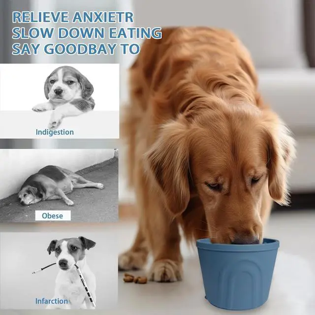 Alt view image 3 of 7 - Dog Slow Feeder Lick Bowl, Non-Slip Slow Dog Eating Bowl, Long Lasting Silicone Anti-chocking Treat Dispenser, Easy to Clean & Durable Pet Dish (M)