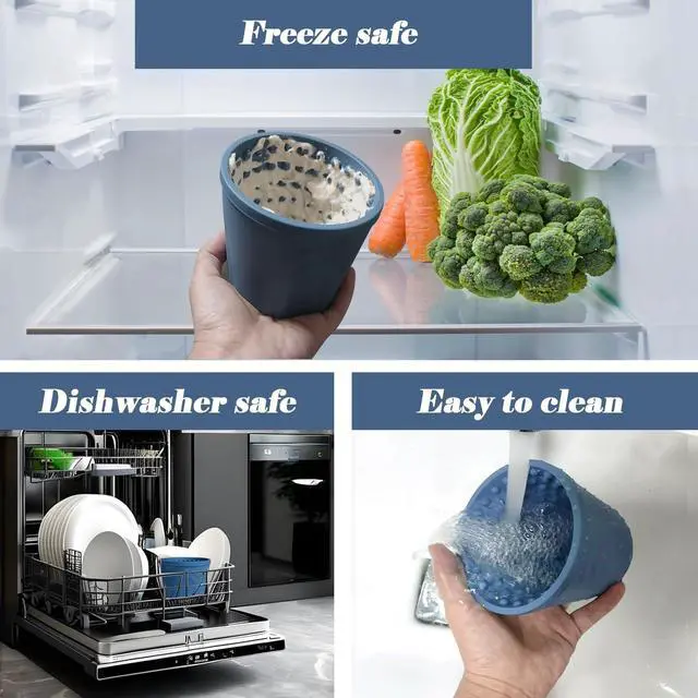 Alt view image 6 of 7 - Dog Slow Feeder Lick Bowl, Non-Slip Slow Dog Eating Bowl, Long Lasting Silicone Anti-chocking Treat Dispenser, Easy to Clean & Durable Pet Dish (M)