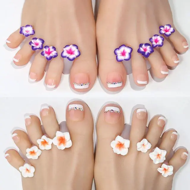 Alt view image 2 of 7 - 32 Pieces Toe Separators Silicone Flower Toe Separators for Pedicure Colorful Toe Stretcher Nail Polish Art Tools Pedicure Spacers Tools for Nail Salon Toes Dividers (A)
