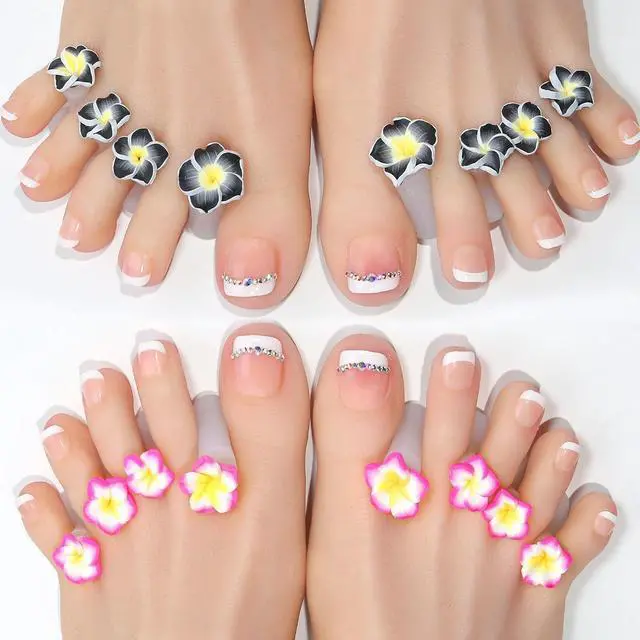 Alt view image 3 of 7 - 32 Pieces Toe Separators Silicone Flower Toe Separators for Pedicure Colorful Toe Stretcher Nail Polish Art Tools Pedicure Spacers Tools for Nail Salon Toes Dividers (A)
