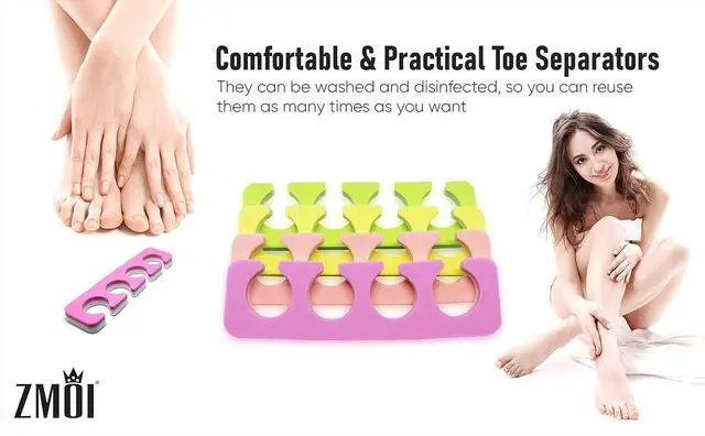 Alt view image 6 of 6 - Toe Separators Set - 24 Pieces Premium Pedicure Tool Kit Super Soft & Durable Two Tone ZMOI