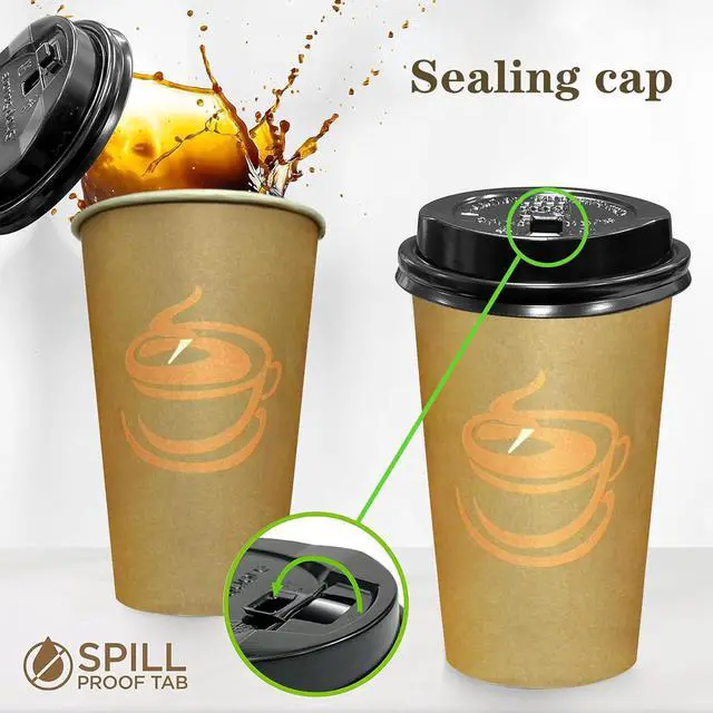 Alt view image 3 of 7 - 12 oz Disposable Coffee Cups with Lids 25 Pack,To Go Paper Coffee Cups for Hot & Cold Beverages, Coffee, Tea, Hot Chocolate, Water or Juice,for Home, Office, Store and Cafe