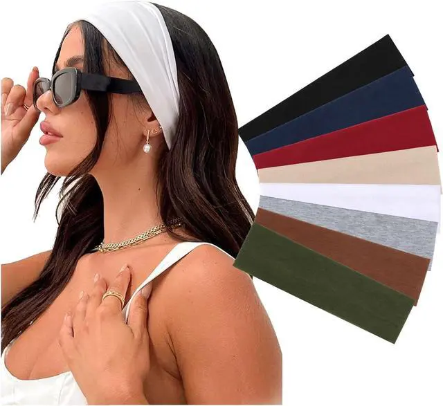 Main image of DRESHOW 8 Pack Sports Headbands for Women Non-Slip Stretchy Fashion HairBand Curly Hair Headband Soft Hair Accessories for Daily Wear Workout Yoga Running