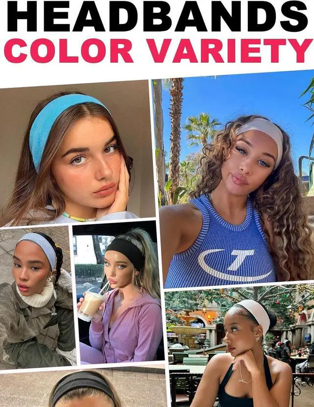 Alt view image 2 of 7 - DRESHOW 8 Pack Sports Headbands for Women Non-Slip Stretchy Fashion HairBand Curly Hair Headband Soft Hair Accessories for Daily Wear Workout Yoga Running