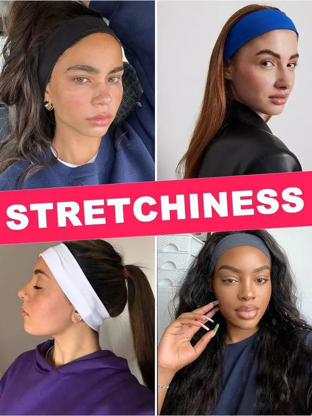 Alt view image 3 of 7 - DRESHOW 8 Pack Sports Headbands for Women Non-Slip Stretchy Fashion HairBand Curly Hair Headband Soft Hair Accessories for Daily Wear Workout Yoga Running