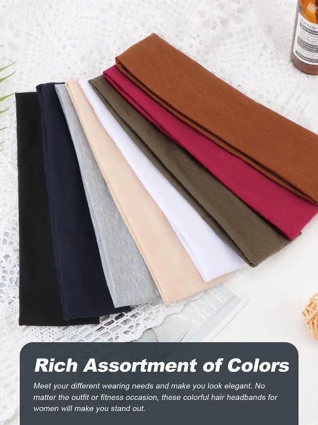 Alt view image 5 of 7 - DRESHOW 8 Pack Sports Headbands for Women Non-Slip Stretchy Fashion HairBand Curly Hair Headband Soft Hair Accessories for Daily Wear Workout Yoga Running