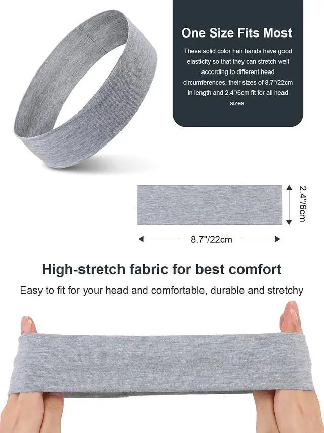 Alt view image 6 of 7 - DRESHOW 8 Pack Sports Headbands for Women Non-Slip Stretchy Fashion HairBand Curly Hair Headband Soft Hair Accessories for Daily Wear Workout Yoga Running