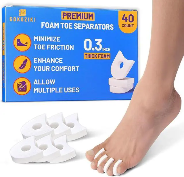 Main image of 40PCS Premium Foam Toe Separators & Toe Cushions, Soft Foam Toe Spacers for Overlapping Toes, Individual Toe Separators, Between Toes Cushion Pads for Women and Men, Toe Dividers, Foot Care