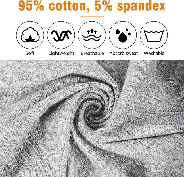 Alt view image 2 of 7 - 6 Pack Wide Cotton Headbands for Women, Non-Slip Workout Yoga Sports | 95% cotton, breathable and sweat absorbing, 9.3 x 4.7 in stretch fit, black white gray, for yoga running gym daily wear