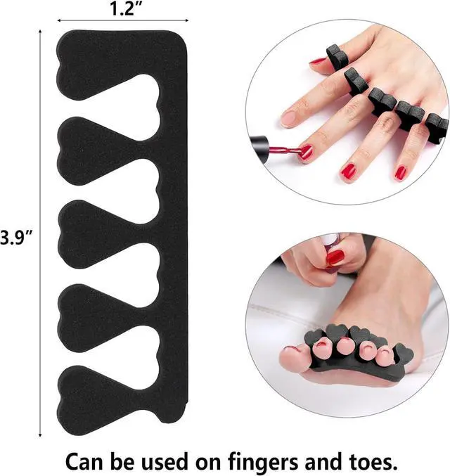Alt view image 2 of 7 - Toe Separators Set - 52 Pieces Premium Pedicure Tool, Spa Party Salon Polishing Separator (Black)