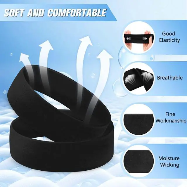 Alt view image 3 of 7 - Hotop 12 Pack Sport Headbands for Women Elastic Soft Fabric Hair Bands Sweatbands for Yoga Gym Running Workouts Daily Use(Black)