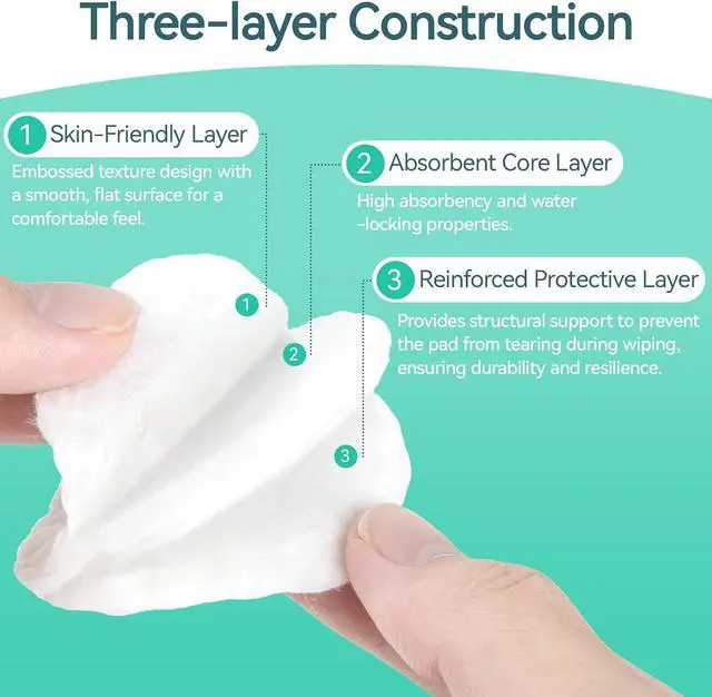 Alt view image 4 of 7 - 300PCS Cotton Rounds - Lint Free Cotton Pads for Face & Makeup Removal | Face makeup Pads High Absorbency Facial Cotton Pads for Toner, Cleansing, Nail Polish Remover, Eye Makeup & Daily Beauty Care