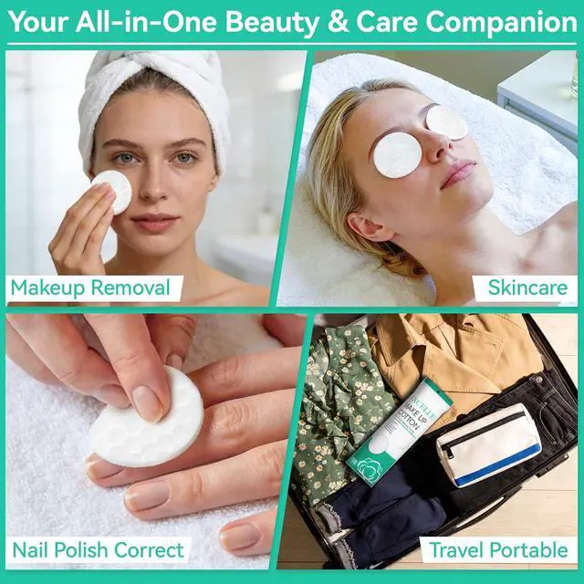 Alt view image 5 of 7 - 300PCS Cotton Rounds - Lint Free Cotton Pads for Face & Makeup Removal | Face makeup Pads High Absorbency Facial Cotton Pads for Toner, Cleansing, Nail Polish Remover, Eye Makeup & Daily Beauty Care