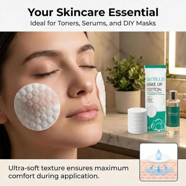 Alt view image 7 of 7 - 300PCS Cotton Rounds - Lint Free Cotton Pads for Face & Makeup Removal | Face makeup Pads High Absorbency Facial Cotton Pads for Toner, Cleansing, Nail Polish Remover, Eye Makeup & Daily Beauty Care