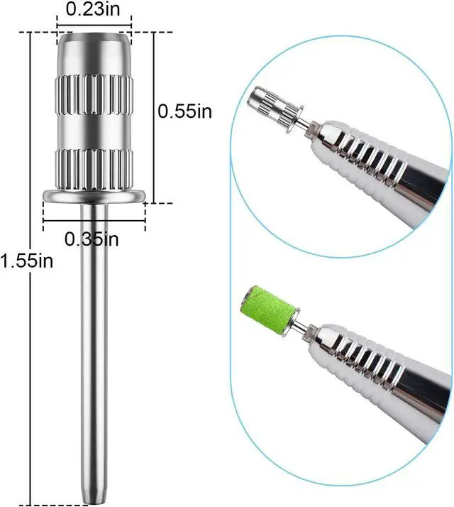 Alt view image 3 of 7 - Nail Drill Bits,Sanding Bands for Nail Drill Shaft 3/32 inch,Drill Bits for Nails,Mandrel Bit for Nails,Nail Drill Bits for Acrylic Nails Manicure Nails Manicure Pedicure Tool (Silver) Pack of 6