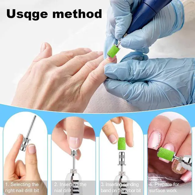 Alt view image 2 of 7 - Nail Drill Bits,Sanding Bands for Nail Drill Shaft 3/32 inch,Drill Bits for Nails,Mandrel Bit for Nails,Nail Drill Bits for Acrylic Nails Manicure Nails Manicure Pedicure Tool (Silver) Pack of 6