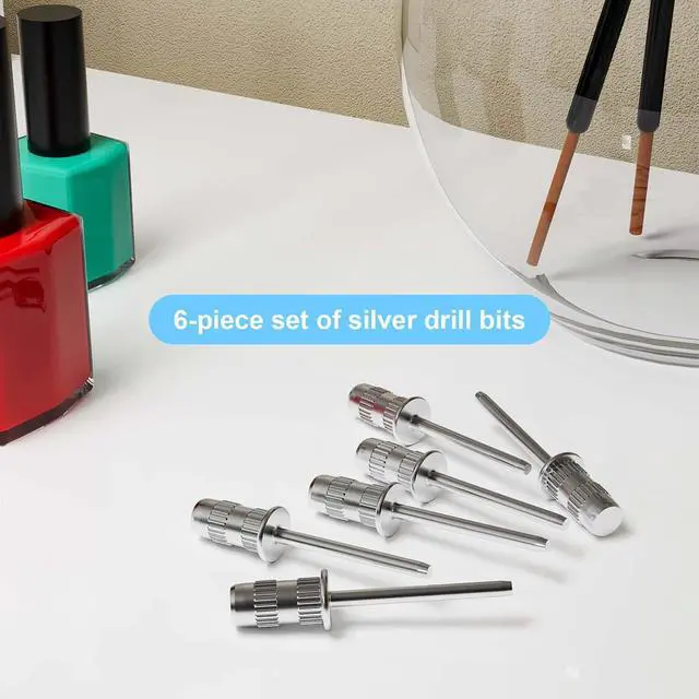 Alt view image 7 of 7 - Nail Drill Bits,Sanding Bands for Nail Drill Shaft 3/32 inch,Drill Bits for Nails,Mandrel Bit for Nails,Nail Drill Bits for Acrylic Nails Manicure Nails Manicure Pedicure Tool (Silver) Pack of 6