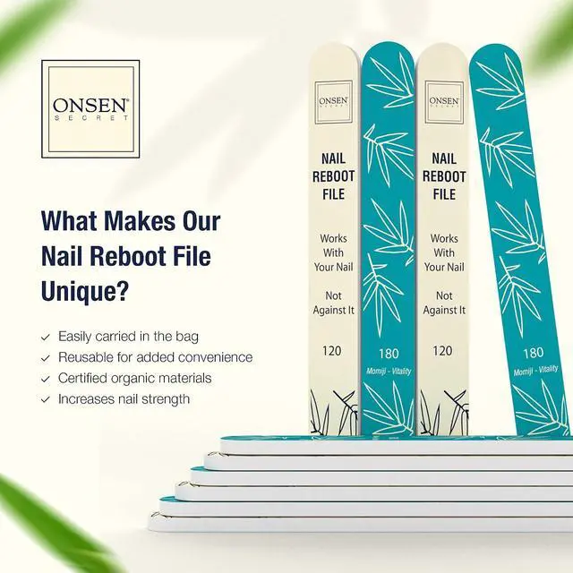 Alt view image 7 of 7 - Onsen Secret Japanese Nail File - Professional 6-Pack Nail Files, Double Sided Natural & Acrylic Filers - 120/180 Grit - Disposable, Salon Smooth | Best Onsen File for Shiny Nails