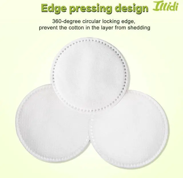 Alt view image 2 of 6 - Boxed 100% Cotton Rounds for Face (150), Dual-Texture, Soft, Lint-Free Makeup Remover Pads, Hypoallergenic, Highly Absorbent