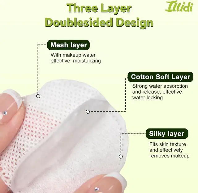 Alt view image 4 of 6 - Boxed 100% Cotton Rounds for Face (150), Dual-Texture, Soft, Lint-Free Makeup Remover Pads, Hypoallergenic, Highly Absorbent