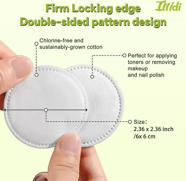 Alt view image 5 of 6 - Boxed 100% Cotton Rounds for Face (150), Dual-Texture, Soft, Lint-Free Makeup Remover Pads, Hypoallergenic, Highly Absorbent