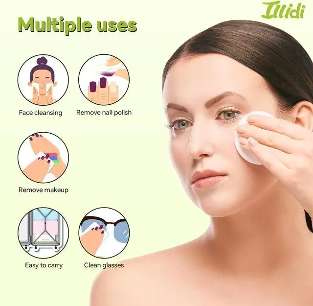 Alt view image 6 of 6 - Boxed 100% Cotton Rounds for Face (150), Dual-Texture, Soft, Lint-Free Makeup Remover Pads, Hypoallergenic, Highly Absorbent