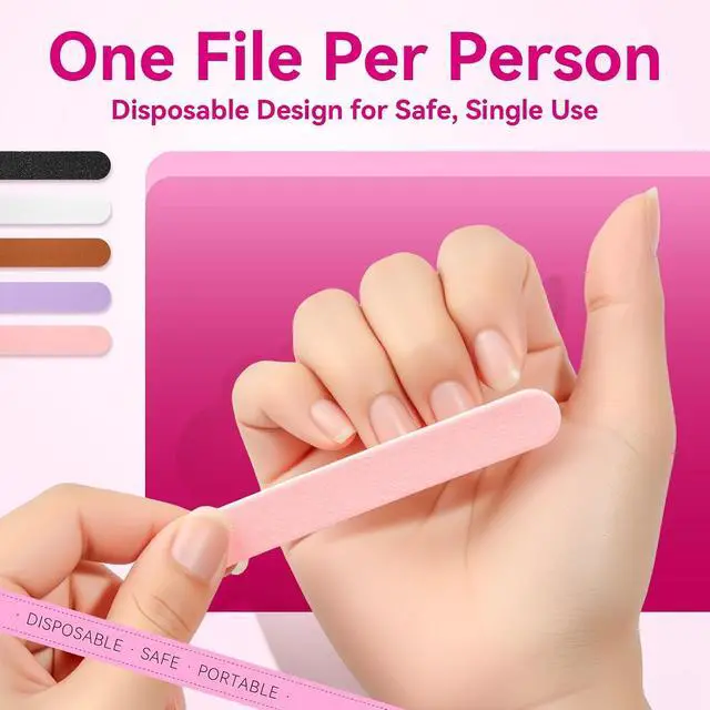 Alt view image 2 of 7 - Makartt Mini Nail Files 100/180 Grit - 50PCS Disposable Emery Boards | 5 Assorted Colors, Double-Sided Mini Files Bulk, Acrylic & Natural Nail Shaping, Nail Tech Kits, Salon Travel & Home Use