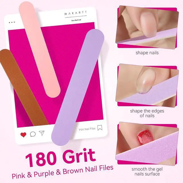 Alt view image 4 of 7 - Makartt Mini Nail Files 100/180 Grit - 50PCS Disposable Emery Boards | 5 Assorted Colors, Double-Sided Mini Files Bulk, Acrylic & Natural Nail Shaping, Nail Tech Kits, Salon Travel & Home Use
