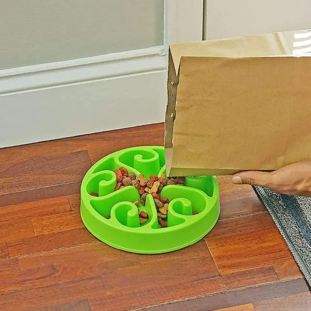 Alt view image 4 of 7 - Slow Feeder Dog Bowl Anti-Choking Help Prevent Bloat Non Toxic BPA Free Feeding Dish SH-10303, Green
