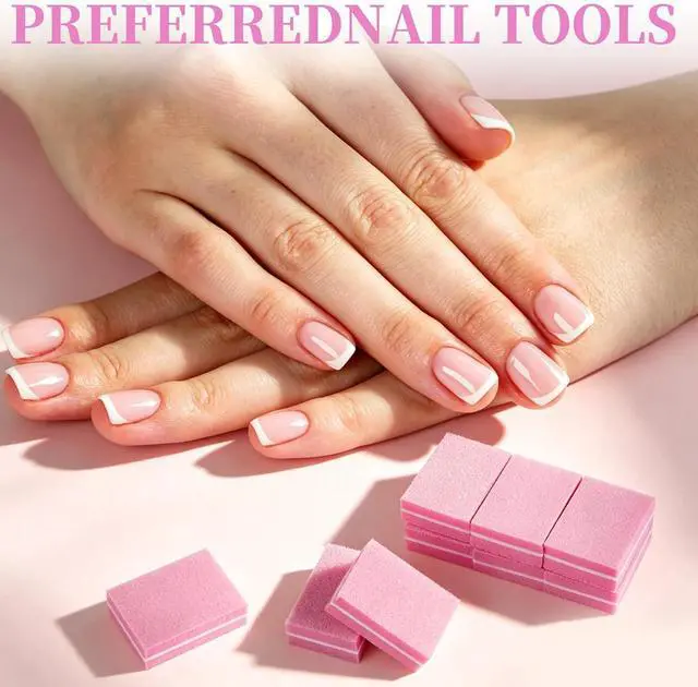 Alt view image 5 of 6 - Mini Nail Buffer Block: 45 Pack 100/180 Grit Sponge Files Pink | Acrylic, Gel and Natural Nails, Shape, Smooth and Prep Surfaces for Home, Salon and Travel Manicures