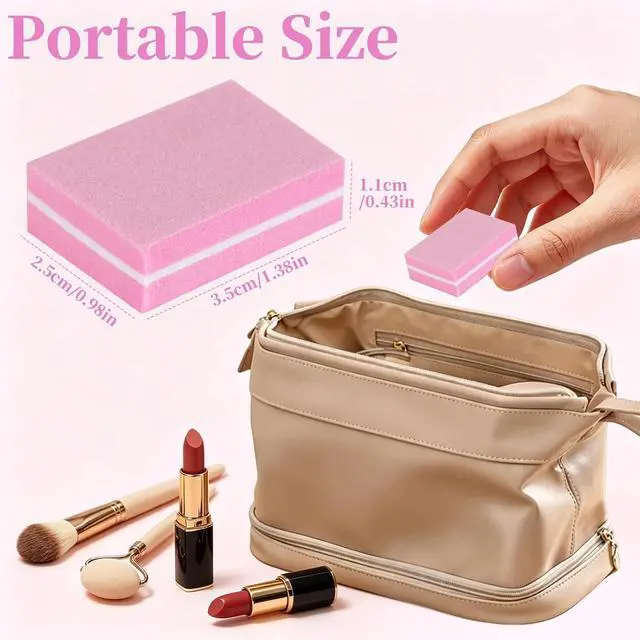 Alt view image 2 of 6 - Mini Nail Buffer Block: 45 Pack 100/180 Grit Sponge Files Pink | Acrylic, Gel and Natural Nails, Shape, Smooth and Prep Surfaces for Home, Salon and Travel Manicures