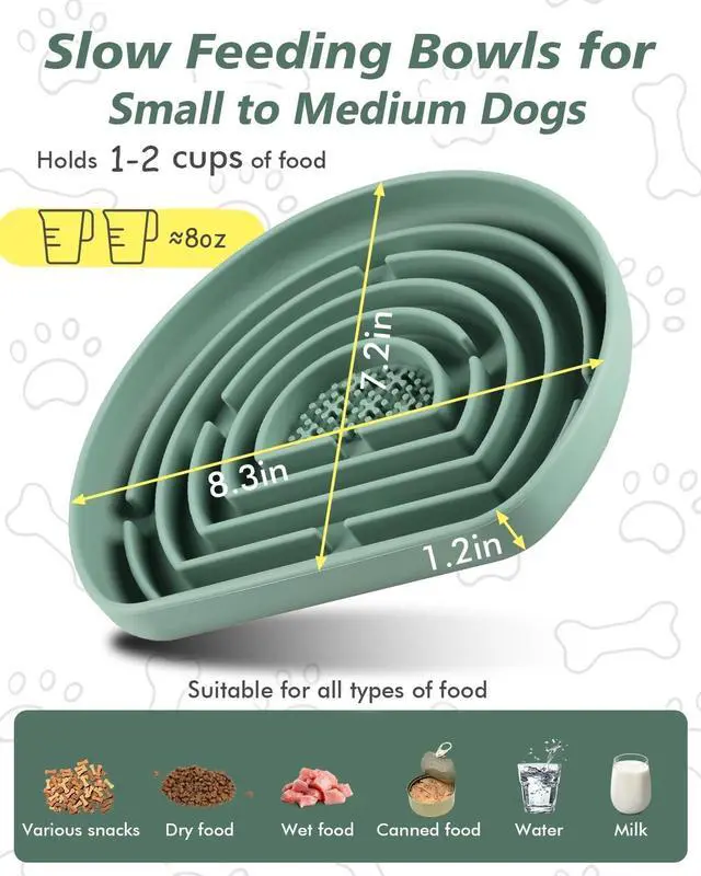 Alt view image 4 of 7 - Slow Feeder Dog Bowls, Anti-Choking Puzzle Maze Dog Food Bowl for Medium Small Breeds, Silicone Puppy Feeding Dish with Non-Slip Suction Cup, Fast Eating Prevention, Boredom and Anxiety Reducer