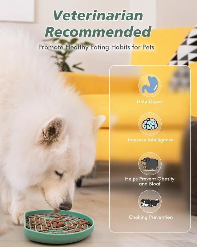 Alt view image 5 of 7 - Slow Feeder Dog Bowls, Anti-Choking Puzzle Maze Dog Food Bowl for Medium Small Breeds, Silicone Puppy Feeding Dish with Non-Slip Suction Cup, Fast Eating Prevention, Boredom and Anxiety Reducer