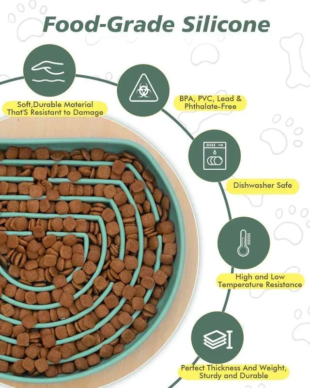 Alt view image 6 of 7 - Slow Feeder Dog Bowls, Anti-Choking Puzzle Maze Dog Food Bowl for Medium Small Breeds, Silicone Puppy Feeding Dish with Non-Slip Suction Cup, Fast Eating Prevention, Boredom and Anxiety Reducer