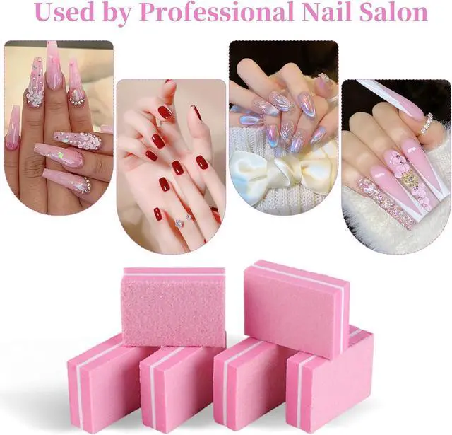 Alt view image 6 of 6 - Mini Nail Buffer Block: 45 Pack 100/180 Grit Sponge Files Pink | Acrylic, Gel and Natural Nails, Shape, Smooth and Prep Surfaces for Home, Salon and Travel Manicures