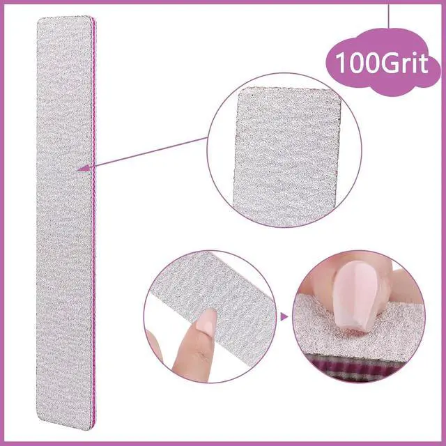 Alt view image 2 of 7 - 24 Pack Nail Files, 100/180 Grit Double Sides Professional Reusable Washable Nail File, Emery Boards Manicure Tool for Acrylic Nails